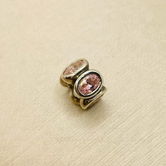 EUC Pandora 790311PCZ Sterling Silver w/ Pink Zirconia Oval Lights Charm - Picture 3 of 9